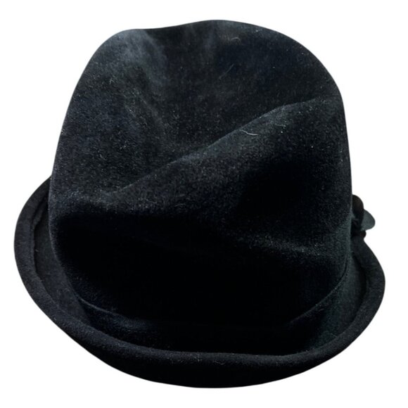 Vintage Marshall Field & Company‎ Black Felt Hat Rhinestone Flower Union Label - Picture 3 of 9